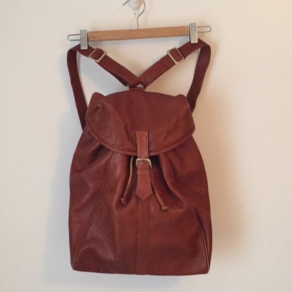 Galeries Lafayette Handbags - Chestnut Leather Backpack